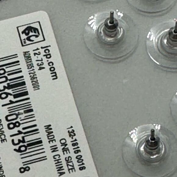 Variety 5 Pairs Silver Tone CZ Post Earrings - Picture 6 of 6